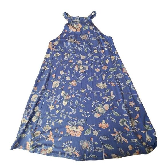 LOFT Womens Summer Blue Floral Print Halter Dress Small - Picture 6 of 13